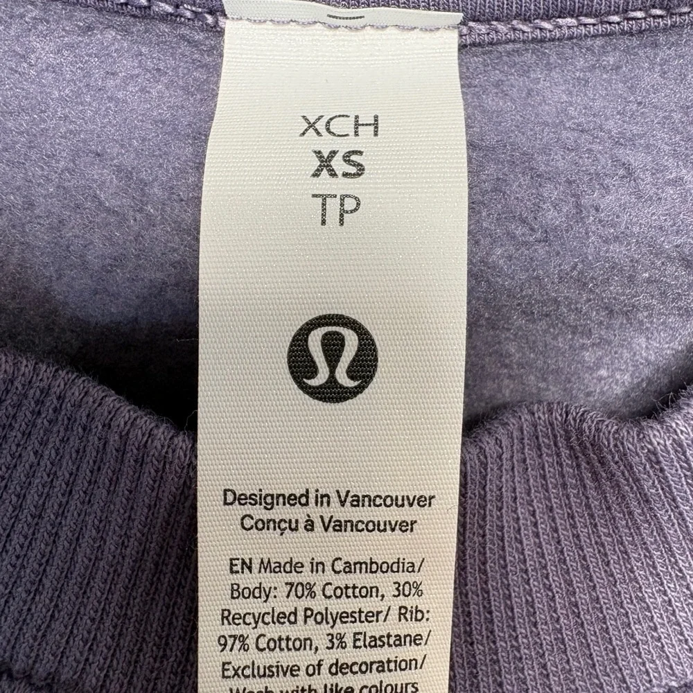 Lululemon Perfectly Oversized Cropped Crew Purple Sweatshirt XS LW3KJWS
